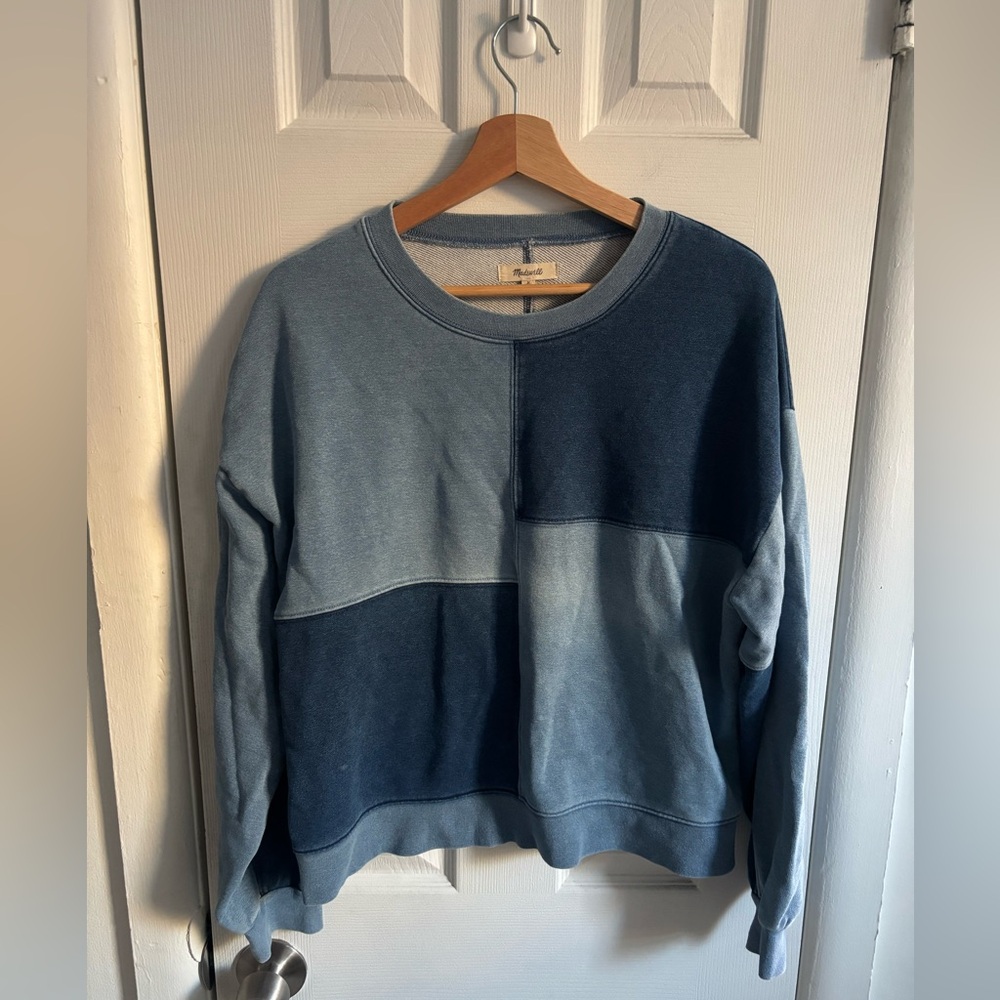 Madewell Indigo-Dyed Patchwork Sweatshirt